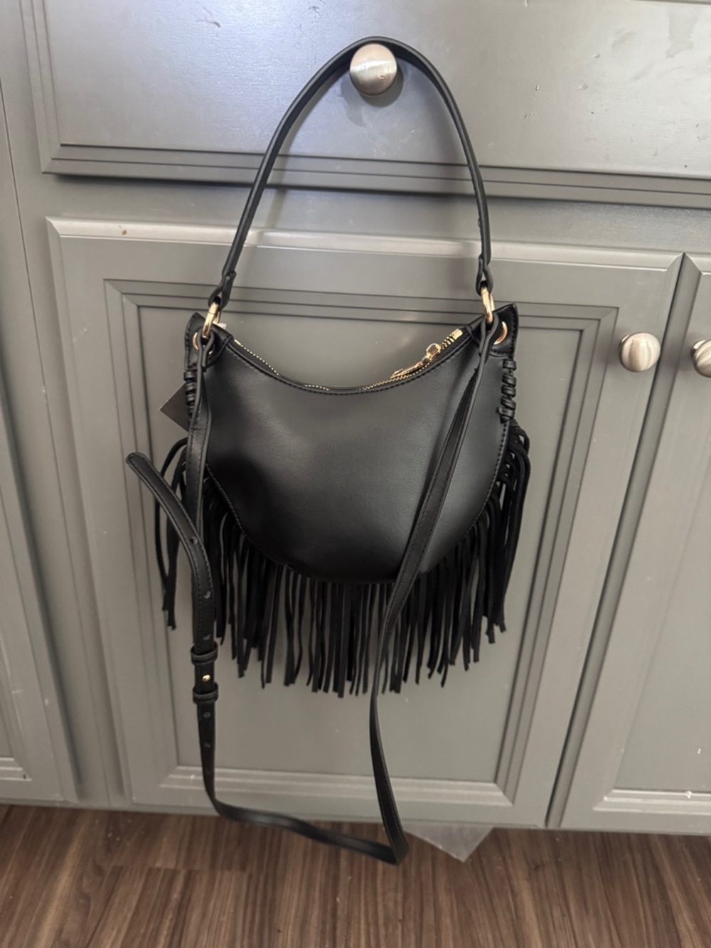 Black Fringe Hobo Bag - Stylish Everyday Shoulder Bag